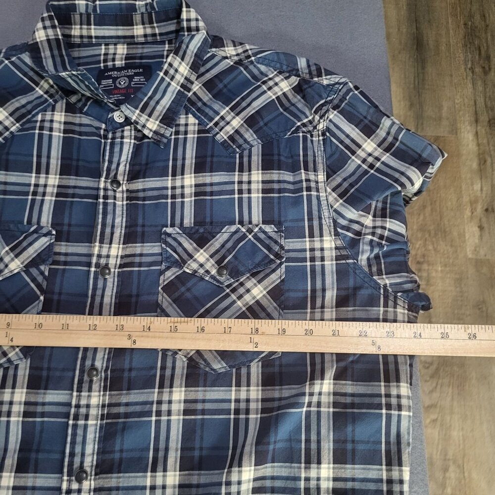 AMERICAN EAGLE OUTFITTERS Mens XXL Vintage Fit Snap Button Plaid Shirt y2k - Picture 4 of 9